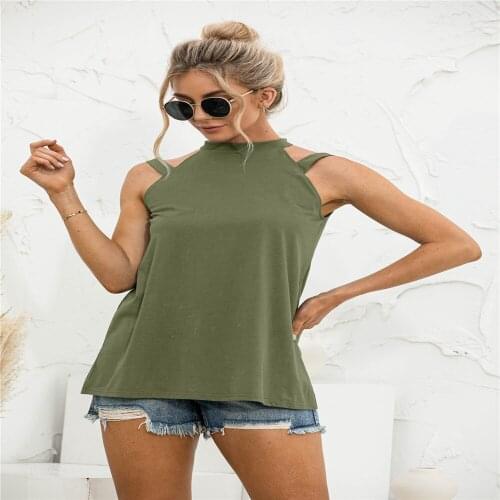 Womens Top Summer Army Green Tanks T-Shirts O-Neck Sleeveless T Shirt Women T Shirts Y2K Ropa Mujer Kawaii Tops Women Clothing