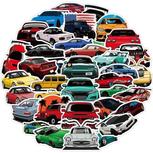 10/30/50PCS Retrofit Racing Car Stickers Car Motorcycle Travel Luggage Guitar Fridge Laptop Classic Toy Decals Graffiti Sticker