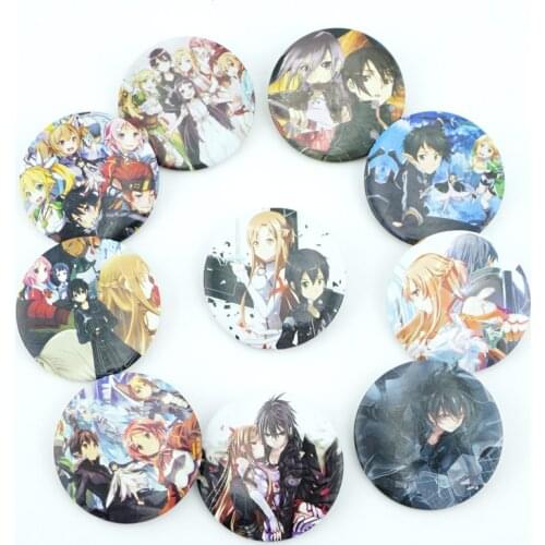 10Pcs/Set Anime Sword Art Online SAO Figure Pins Brooches Badges Chest Ornament Cosplay Itabag Bag Clothing Accessoies Gift new