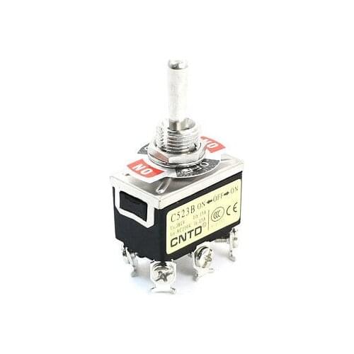 12mm Mounting 3 Position 6-Terminals DPDT Toggle Switch AC 250V 15A