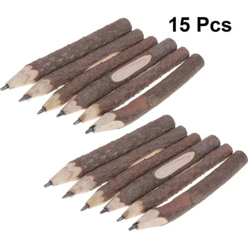 15PCS 13cm Retro Bark Pencils Wooden Tree Rustic Twig Pencils Gifts for Kids Children