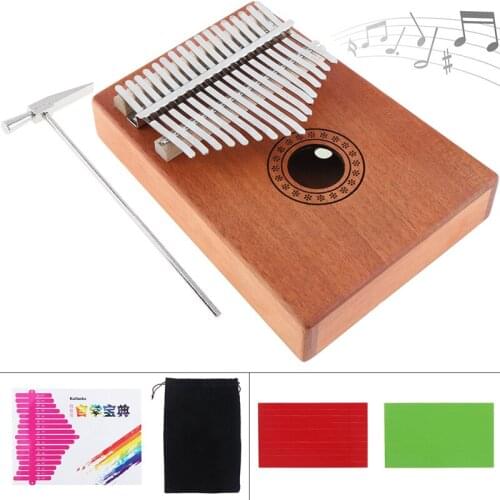 17 Key Thumb Piano Kalimba Single Board Finger Piano Mini Keyboard Mbira Thumb musical Instrument Mahogany Wood with Accessory