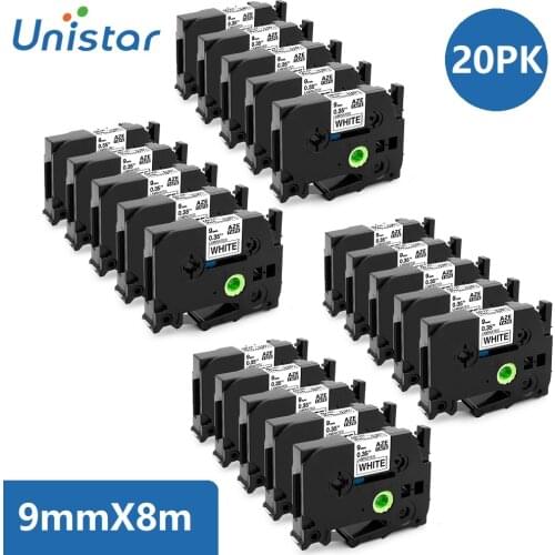 20PACK Tapes 9mm Compatible for Brother Label Maker Black on White Label Tape TZe221 for Label Printer pth110 tze-121 tze-621