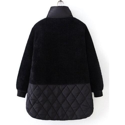 2021 Down Cotton Parka Black Female Faux Mink Fur Splice Thick Padded Jacket Winter Women Warm Wadded Coat