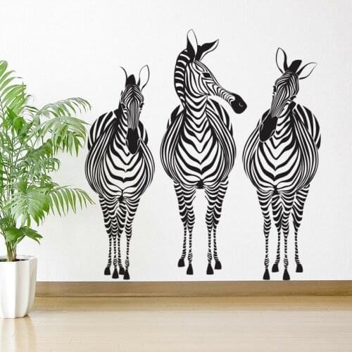 3Pcs Zebro Trio Safria Animal Wall Sticker Bedroom Living Room Africa Jungle Wildlife Animal Wall Decal Kids Room Vinyl Decor