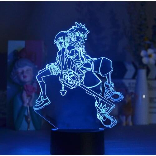 3D Game Character Lamp Kingdom Hearts Sora Keyblade Kids Bedroom Lighting LED Lamp Decoration Touch Sensor 16 Colors Nightlight