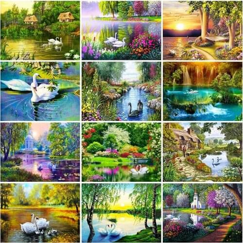 5D Diy Diamond Painting Elegant Swan Animals Pictures Rhinestone Embroidery Mosaic Cross Stitch Art Home Decor Needlework Gifts