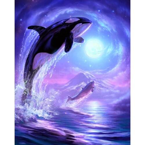 5D DIY Full Square Diamond Painting Cross Stitch "whale" 3D Diamond Embroidery Rhinestone Mosaic Home Decor Gift
