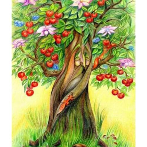 5D DIY Diamond Painting Landscape Painting Landscape Tree Picture Square Round Diamond Cross Stitch Home Decoration Craft WG2882