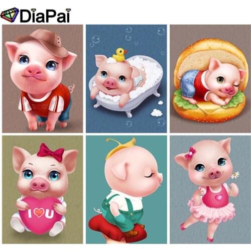 DIAPAI 5D Diamond Embroidery Needlework Kit "Cartoon animal pig" Diy Diamond Painting Cross Stitch Home Decoration Gift