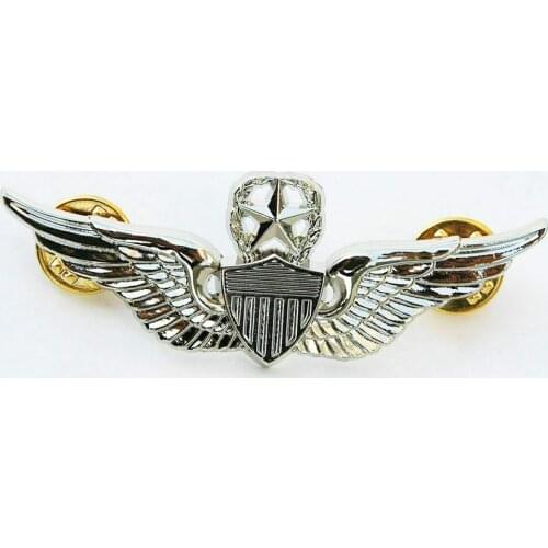 US ARMY WINGS MILITARY COMMAND PILOT METAL WINGS BADGE PIN BROOCH SILVER