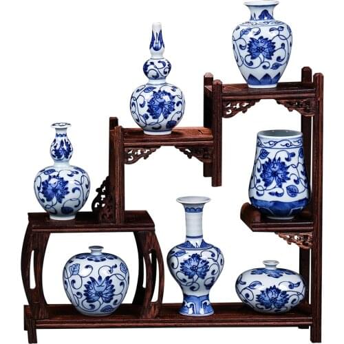 Antique Jingdezhen Handpainted Blue and White Porcelain Vases Creative Small Flower Vase Handmade Home Furnishing Aticles
