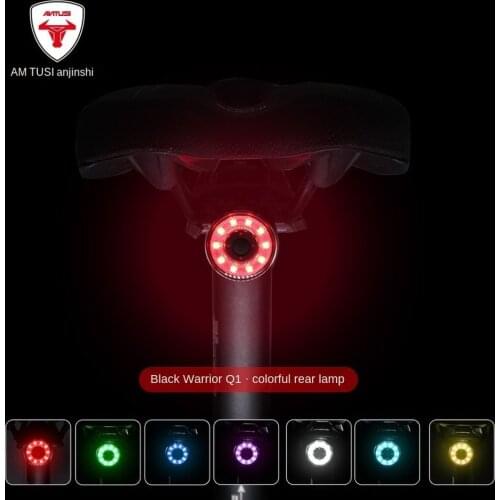 ANTUSI Q1 Colorful Bike Taillights USB Rechargeable Bicycle Safety Warning Rear Light Mountain Bike Accessories Led Cycling Lamp