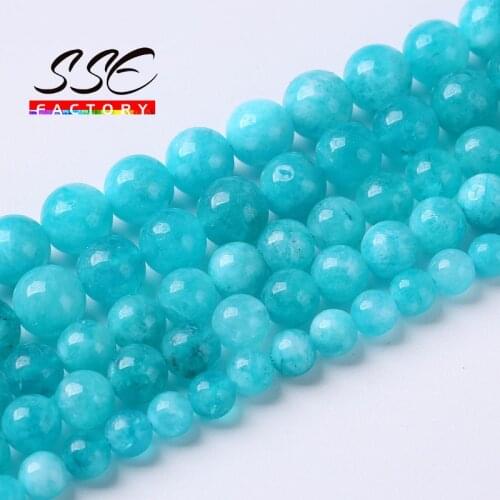 Blue Amazonite Stone Beads Round Loose Spacer Beads For Jewelry Making DIY Bracelet Earring Accessories 6 8 10mm 15'' Wholesale