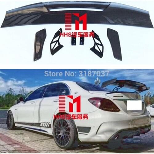 For Benz C-Class W205 Spoiler C63 C180 C200 C220 C250 2015 2016 4-Door Car MAD Style Black Carbon Fiber Rear Wing Spoiler