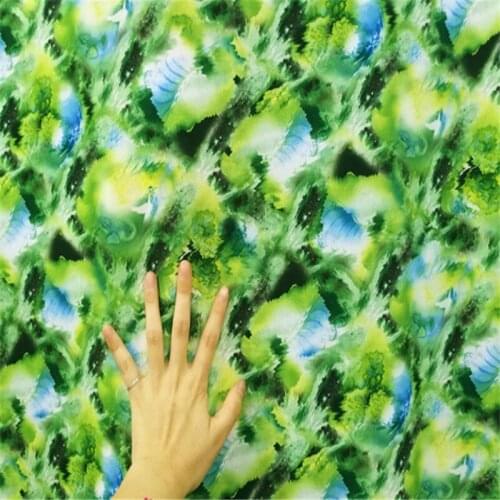 Green Flower Milk Silk Elastic Cloth Fabric For Sewing Dance Dress Home Deco DIY Cloth Fabric For Curtain Table Cloth 1Meter