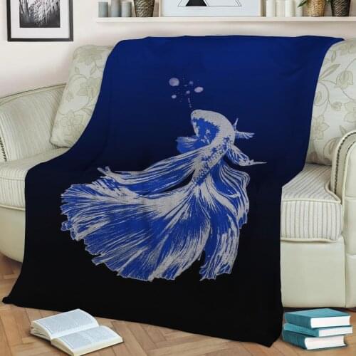 Bettafish Flannel Throw Blanket 3D Printed Keep Warm Sofa Child Blanket Home Decor Textiles Dream Family Gift
