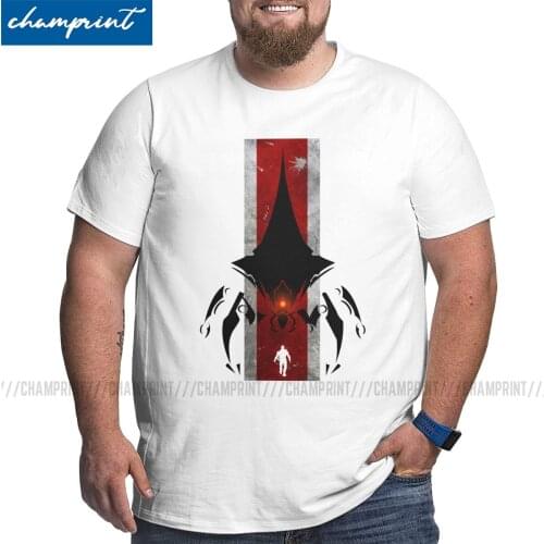 Men T-Shirts The Commander Hipster Pure Cotton Tees Short Sleeve Mass Effect Shepard Gaming T Shirts Big Tall Tops Plus Size