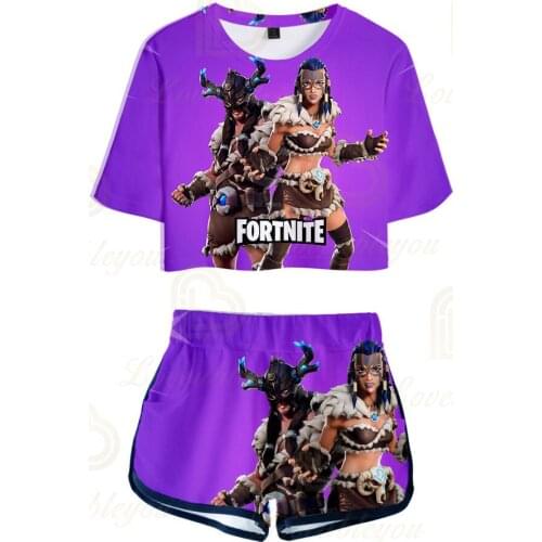 Hot Fortnite Boys Fashion Tee Shirt Tops Shorts Suits Kids Short Sleeve 2pcs Sets Children T Shirts Top Short Pant Suit Girls