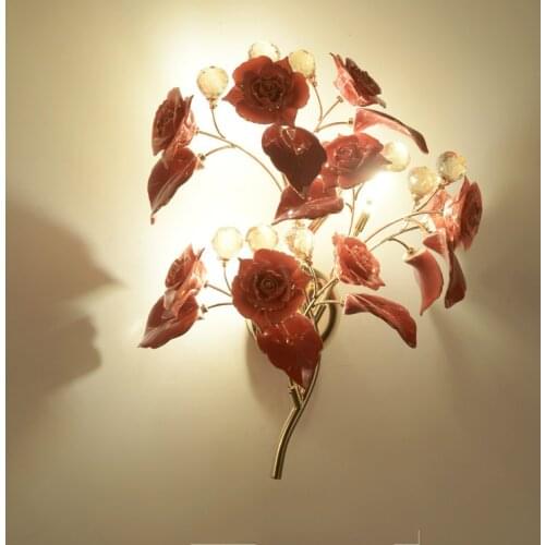 Hotel hall Led wall sconce Crystal Wall Lamp for dressing room Bedroom Living Room Porch wedding Rose G4 led Ceramic Wall Light