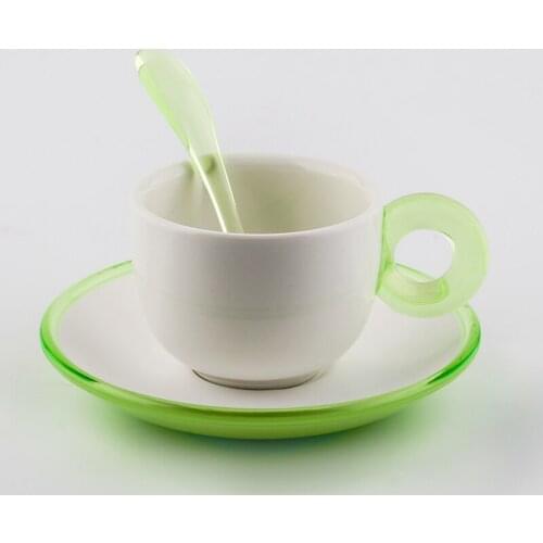 Ceramic Latte Cups High-grade Ceramic Coffee Cups Set With Spoon And Tray Simple European Brief Style Drinkware For Coffee Shop