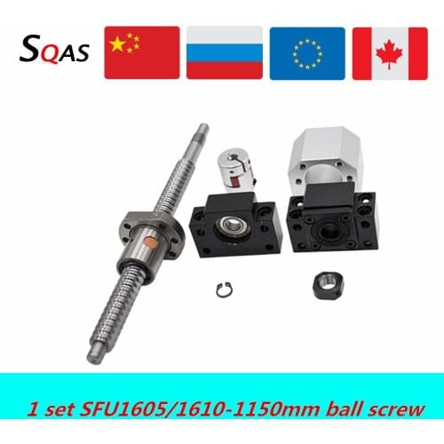Eu warehouse ball screw kit SFU1605 1150mm ball screw end machined with BK12 BF12 +single nut+nut housing+coupling for cnc part