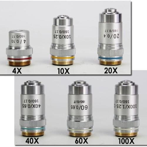 4X 10X 20X 40X 60X 100X 195 Microscope Objective Lens Achromatic Objective Laboratory Biological Microscope parts