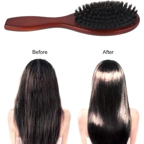 Boar Bristle Hair Brush Massage Comb Anti-static Hair Scalp Paddle Brush Beech Wooden HairBrush Styling Tool szczotka do wlosow