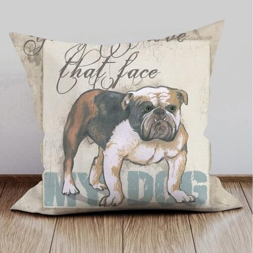 My Dog Pets Poster Cushion Covers Bulldog Dachshund Pit Bull Decorative Pillow Case For Sofa Couch
