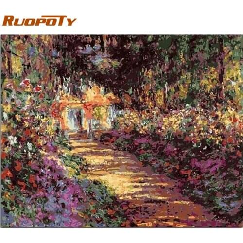 RUOPOTY Frame Picture Diy Painting By Numbers For Adults Famous Picture Garden Coloring By Numbers Modern Home Decors Diy Crafts