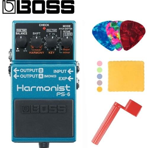 Boss PS-6 Harmonist Pitch Shifter Stomp Box Effects Pedal Bundle with Picks, Polishing Cloth and Strings Winder