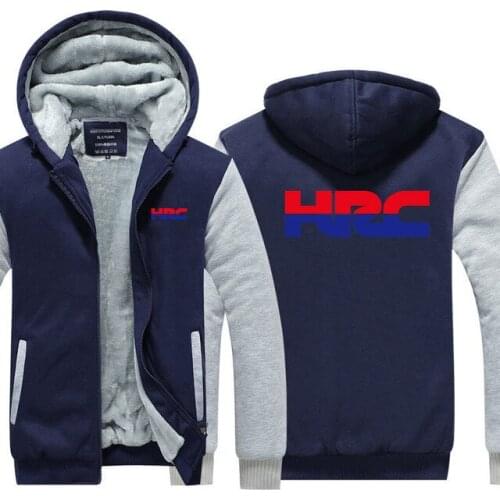 New Winter Mens Fashion HRC Logo Hoodie Jacket Thicken Casual Male Warm Fleeece Harajuku Hoody Coats