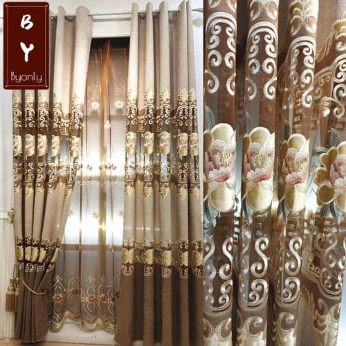 2021 New Chinese Style Living Room Chenille Hollow Embroidered Curtains Finished Custom Bedroom Study Balcony Curtains
