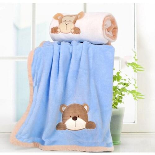 Super Soft Coral Fleece Baby Blanket Infant Crib Bedding Cartoon Monkey/Rabbit/Bear Blanket Newborn Gift For Boy Girl 100*80cm