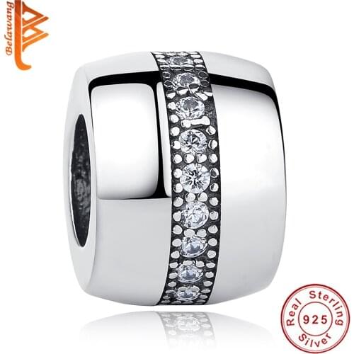 Original 100% 925 Sterling Silver Shining Path Clear CZ Charms Beads fit Bracelets & Bangles Women Fashion Jewelry