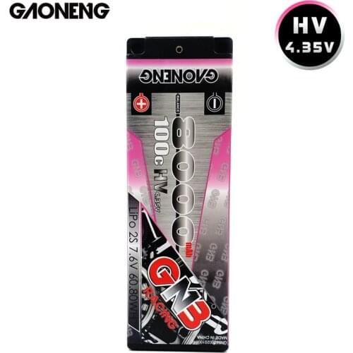 Rechargeable battery GNB 8000mAh 2S 7.6V HV 100C/200C Hardcase LiHV pack with 5.0mm Deans T Plug for 1:10 1/10 RC Car Boat