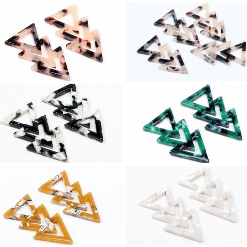 Tortoise Shell Earring Charms,Acetate Acrylic Triple Triangle Shaped Pendant,Earrings Part,Big Earring Findings,39x20.5mm,ACE245