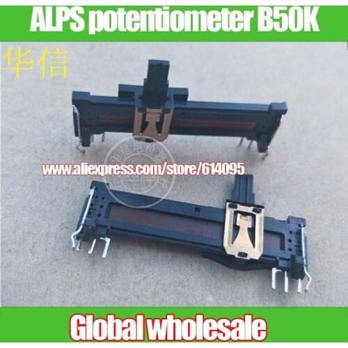 4pcs ALPS straight slip potentiometer B50K / 45MM equalizer double potentiometer 50KBx2 / handle length 10MM with midpoint