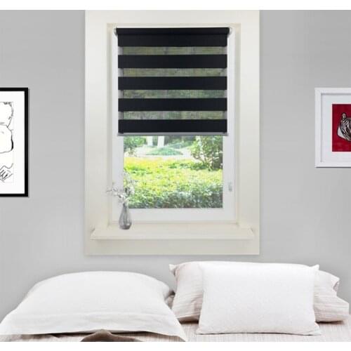Day Night Zebra Roller Blind Double Translucent or Blackout Vision Curtains for Window and Door with Install Accessories