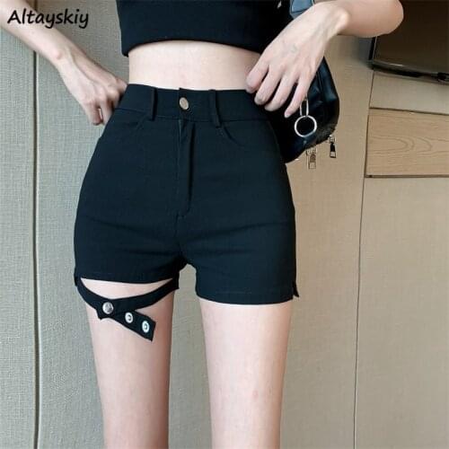 Shorts Women Summer Black Solid Simple Slim All-match Comfortable Pockets Fashion Ulzzang Elegant Streetwear Leisure Casual New