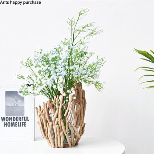 Modern Wood Desktop Hydroponics Vase Living Room Bedroom Household Home Decoration Office Dried Flower Vase Arrangement Crafts