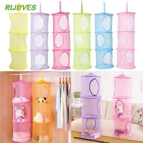 3 Shelf Hanging Storage Bag For Toys Net Kids Bedroom Wall Door Closet Organizer Bathroom Kitchen Storage
