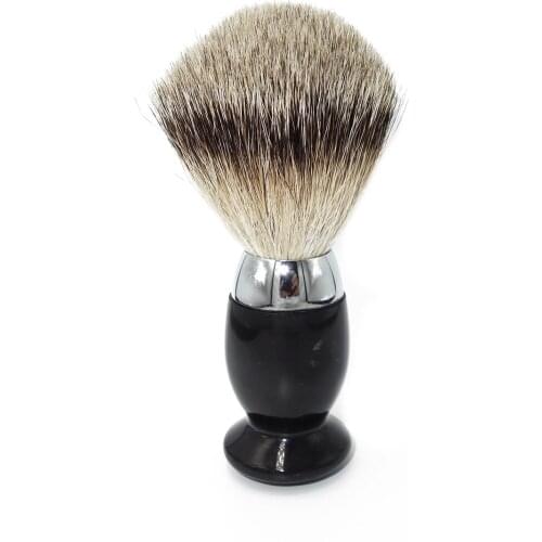WLONG Finest Silver Tip Pure Badger Hair Knot Men Facial Cleaning Shaving Tool with Black Resin Acrylic Handle Holder