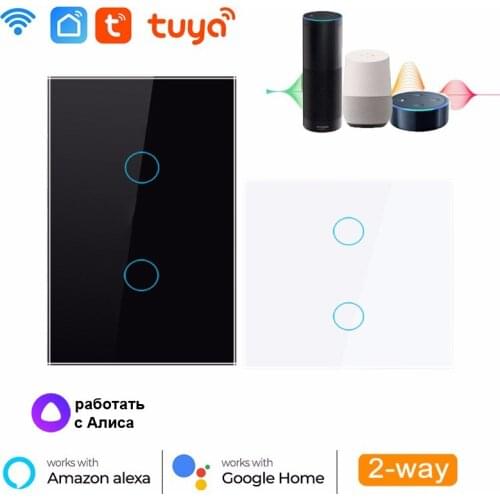 No Neutral Wire Touch Toughened Glass US Standard Wall Switch Panel With Night Fluorescence Indicator Light Smart Home Switches