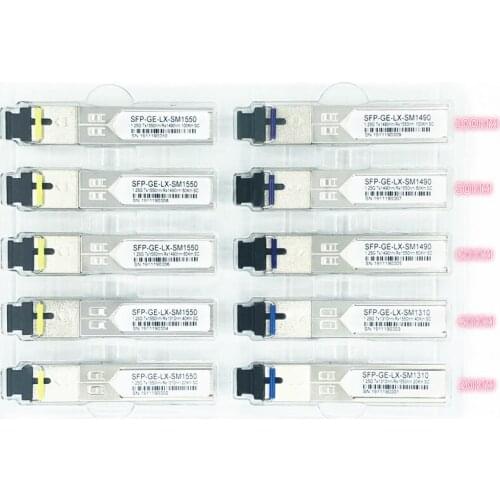 SC SFP Fiber optic module 1.25G SC 20/40/60/80/100KM 1310/1490/1550nm Single Fiber SFP Optical Module Compatible code ONU OLT