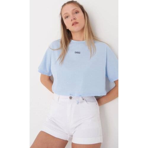 Womens Ice Blue Choice T-Shirt Casual Wear Summer Fashion Casual Sports Style Teenage Wear New Year Fashion Products