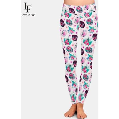 LETSFIND 2021 Fashion 3D Rabbit Happy Easter Bunny Holding Colored Egg Print Women Leggings High Waist Plus Size Workout Legging