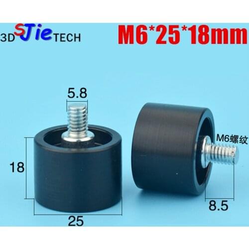 1pcs M6*25*18mm F type flat plastic package plastic embedded bearing pulley wheel roller flat wheel nylon wheel w/ M6 screw