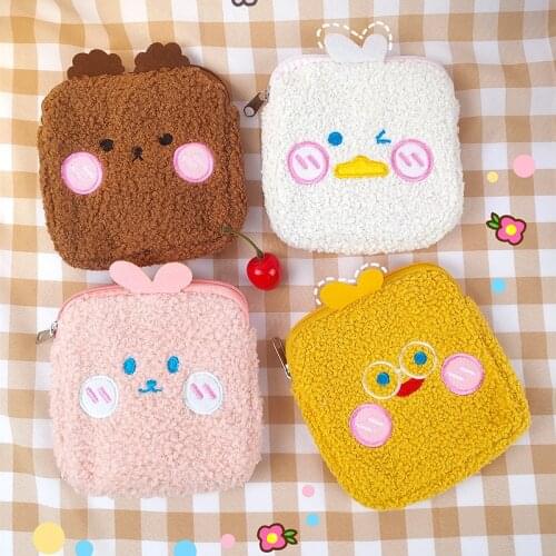 1 pcs Cute plush sanitary napkin storage bag cute portable small bag portable menstrual bag