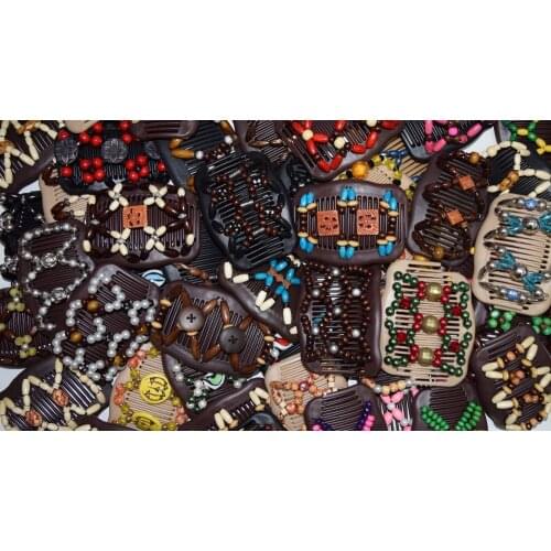 200 pcs/lot mix model Fashion magic Hair Combs mix lot wooden Beaded Hair Clips accessories